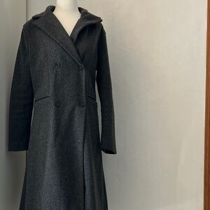 SHEIN Charcoal Double-Breasted Hooded Trench Coat